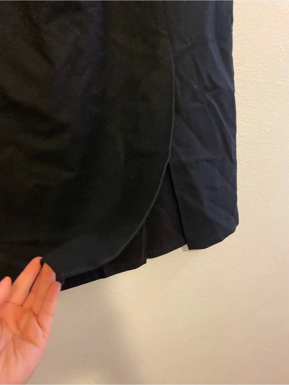 Women's Black wool Midi Skirt with Side Vent